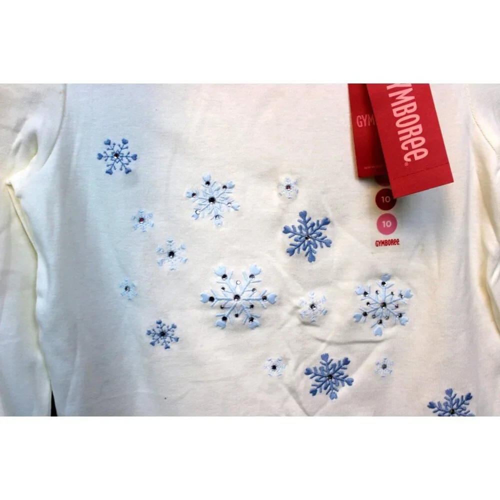 NWT 2008 Gymboree Winter Snowflake T-Shirt Snowflake Rhinestone Long sleeve sz 9